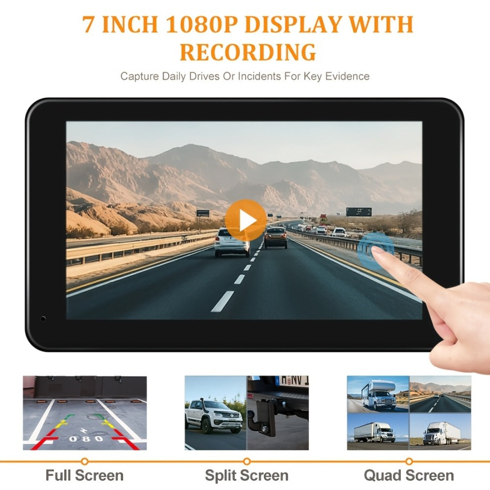 RV Backup Camera Wireless System – 7" HD 1080P Touchscreen Monitor, Night Vision, BSD Blind Spot Detection, 4-Channel, Furrion Compatible, Plug & Play for Trailer Truck Camper Motorhome