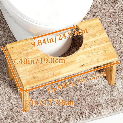 Toilet Stool Foldable Bamboo Squatting Stool – Ergonomic 7-Inch Height for Natural Constipation Relief | Collapsible Non-Slip Bathroom Footstool for Space Saving, Travel & Easy Storage