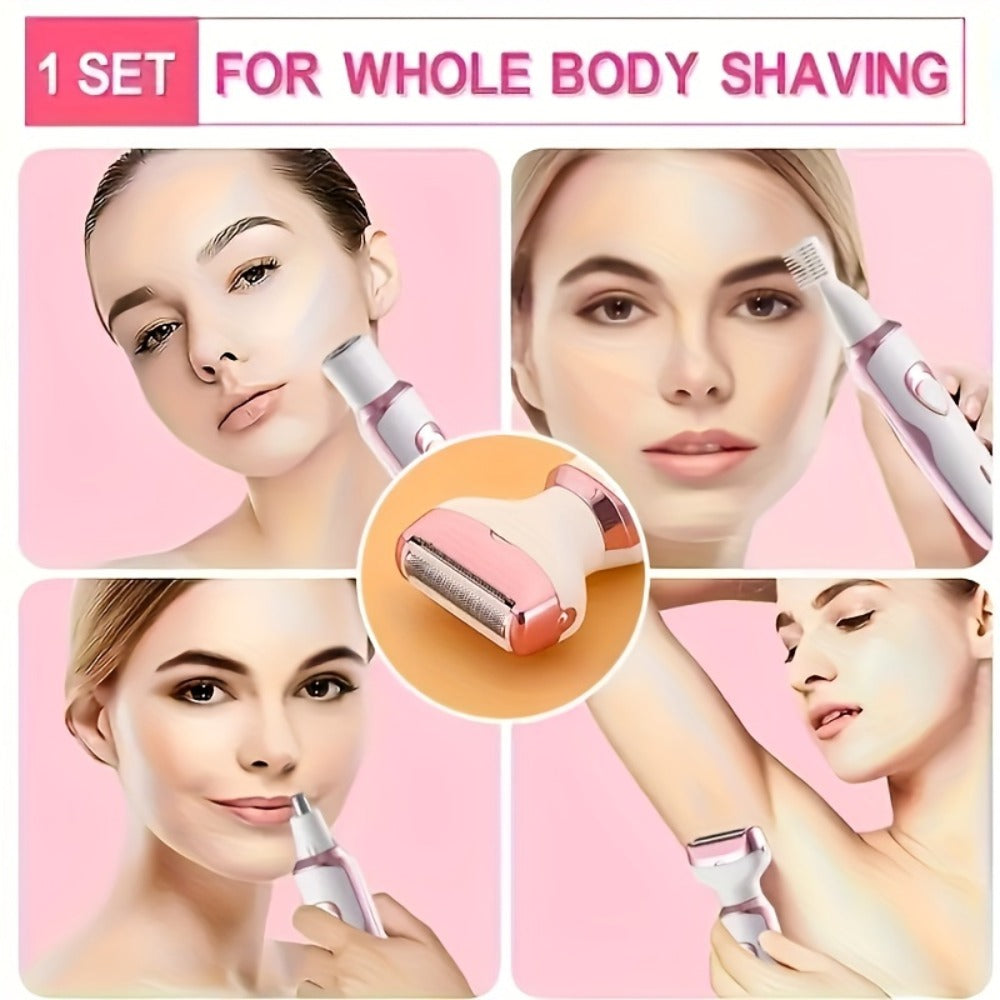 Facial Hair Remover for Women Electric USB Rechargeable Multifunctional Trimmer Set for Eyebrows Nose Face Legs Painless Portable Lady Grooming Kit Pink Purple Gift Set