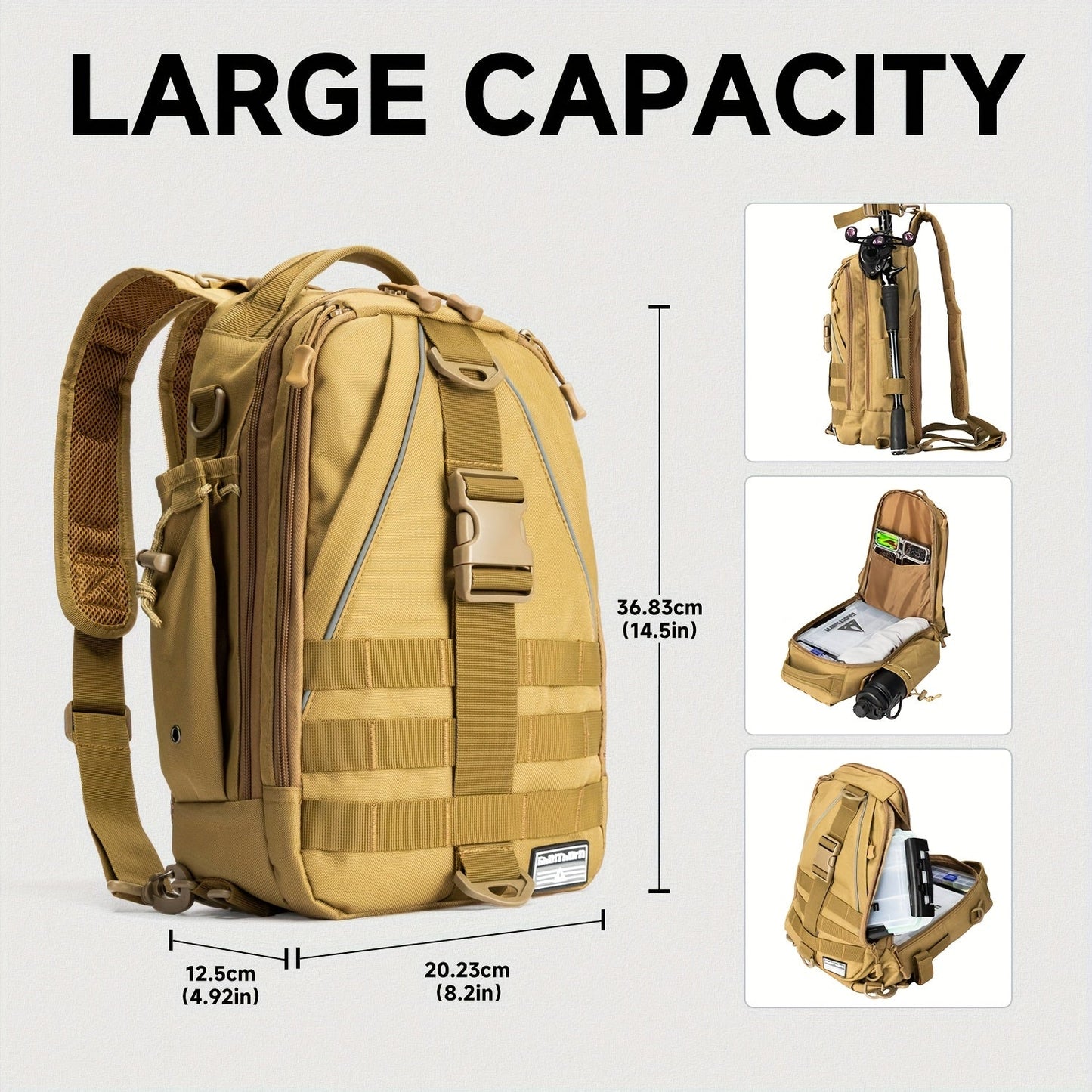 Waterproof Fishing Backpack Tackle Sling Bag – Rod Holder Daypack for Shore, Kayak & Fly Fishing | Men Women Outdoor Gear