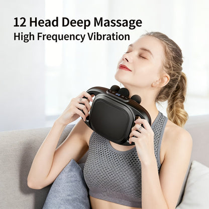 Fascia Gun Multi-Head Deep Tissue Massager – 9 High-Frequency Modes for Leg, Waist, Back & Hip Muscle Relief | Ergonomic Compact Design with High-Performance Motor for Fitness Recovery