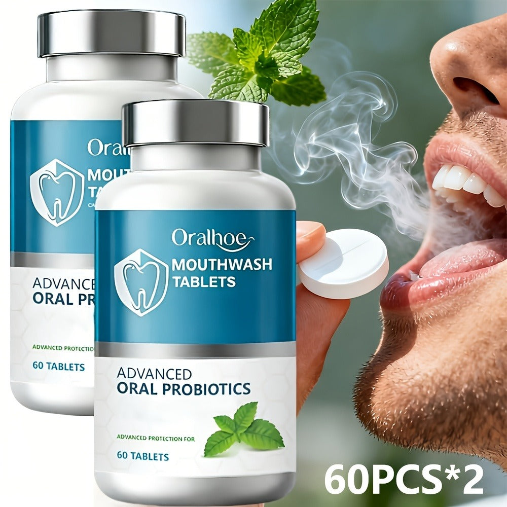Toothpaste Tablets 120 Count Mint Flavor — Portable Mouthwash Tablets for Fresh Breath & Gentle Whitening, Travel-Friendly Mess-Free On-the-Go Oral Care for Women Men & Kids