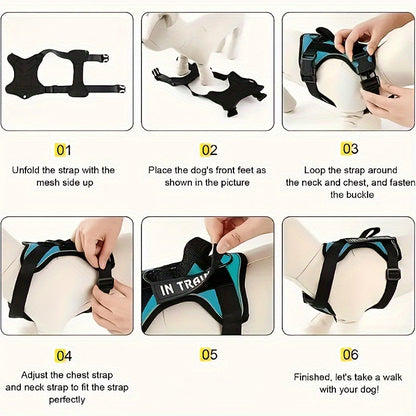 Service Dog Harness with 5 Patches – Reflective Adjustable Oxford Vest with Inner Mesh Layer, Service Dog ID System for Small Medium Large Dogs, XS–XL, 5 Colors