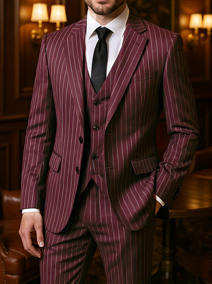 Men's Formal Suit Set - Striped Everyday Style