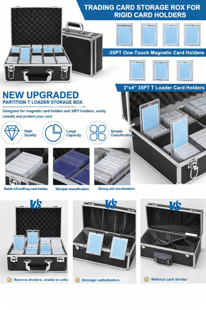 Trading Card Case Aluminum Alloy with Key Lock – PSA Graded Slab Storage Box for TCG MTG Pokemon Sports Cards Collector Organizer