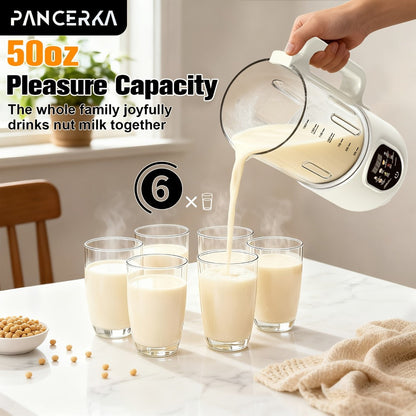 Nut Milk Maker Machine One-Touch Automatic - Multifunctional Plant-Based Milk Blender for Homemade Almond, Oat, Soy & Coconut Milk, High Capacity Countertop Blender for Dairy-Free Living