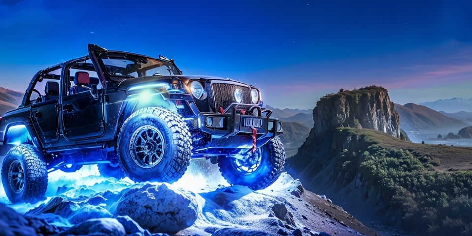 RGB LED Rock Lights With App/Remote Control & Timing & Music Mode Rock Lights For Trucks, Rock Light Kits For ATV RZR UTV SUV Off Road Motorcycle, Without Battery