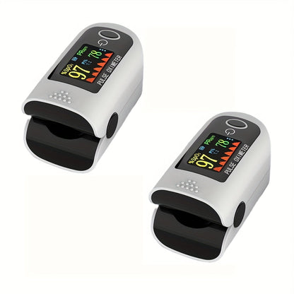Fingertip Pulse Oximeter 2-Pack, Digital Blood Oxygen Saturation Monitor with SpO2 Heart Rate & Perfusion Index Display, Battery-Powered Portable Finger Oximeter for Home Use & Sports, Black or Blue