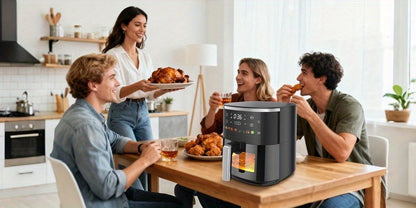 Air Fryer 6QT with 8 Preset Functions, Visible Window, Adjustable Temperature & Timer – Large Capacity Oil-Free Cooker for Crispy Fries, Chicken, Vegetables & More, Easy to Clean Home Kitchen