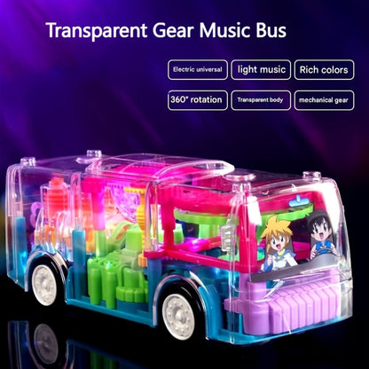 LED Light Up Transparent School Bus Toy with Colorful Flashing Lights – Toddler Toy for Boys & Girls Ages 2+, Birthday Christmas Holiday Gift (Green / Red)