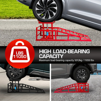 Hydraulic Car Ramps 2-Pack 11050 LBS 5T - Heavy Duty Iron Vehicle Lift Ramp 9"-14.2" for Oil Changes, Jack Support & Auto Maintenance