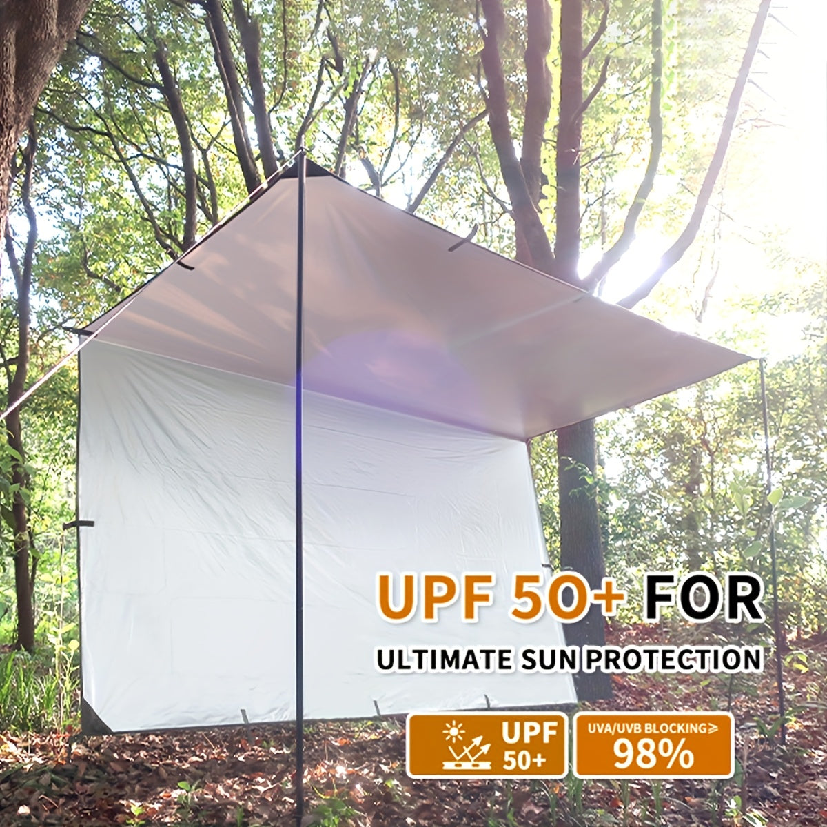 Camping Sunshade Tarp Multi-Function Sun Shelter Canopy - 19 Hanging Points or 6 Tie-Down Points, 300x300cm & 300x400cm, Waterproof Shade Cloth for Hiking Mountaineering Camping Travel Outdoor Party