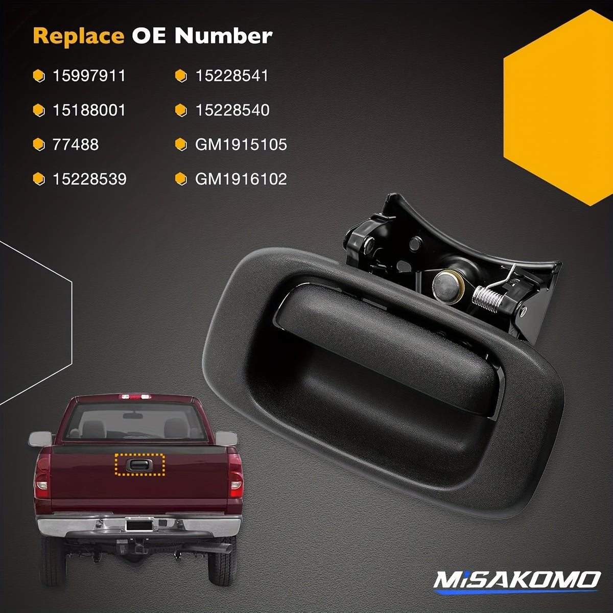Tailgate Handle Latch And Bezel Trim with Rod Clips Compatible with Chevy Silverado And for GMC Sierra Models from 1999 to 2007, Including Truck Additions And Replacement Parts for Various Latch Numbers