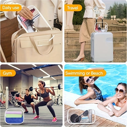 Clear Hard Shell Storage Bag Set 6Pcs Transparent Zippered Makeup Organizer Pouch Hard Plastic Pencil Case Travel Toiletry Bag Small Medium Large Sizes Multi-Purpose