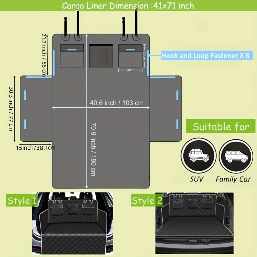 Cargo Liner for Dogs Designed for Suvs, Sedans, And Vans, Featuring a Bumper Flap Protector, Non-Slip Surface, And a Large Universal Fit in Black