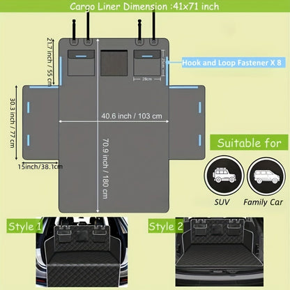 Dog Cargo Liner for SUV Sedan & Van – Waterproof Trunk Mat with Bumper Flap Protector, Non-Slip 600D Oxford, Universal Fit, Scratch & Hair Resistant, Includes Collapsible Dog Bowl