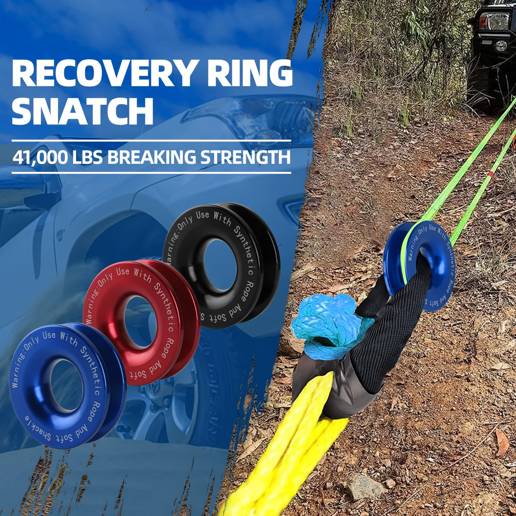41000lbs Winch Rope Synthetic Soft Shackle Or Recovery Ring Set Rugged Shackles W/ Protective Sleeve for ATV UTV SUV Truck Off-Road Vehicle