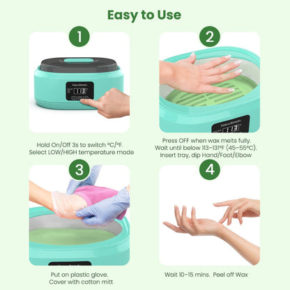 Paraffin Wax Warmer Kit 3000ml Touchscreen for Hands & Feet – Includes 6 Packs Refill Wax, Hot Wax Spa Bath for Arthritis Pain Relief & Deep Skin Moisturizing, Home Salon Use Purple Pink White Green Black