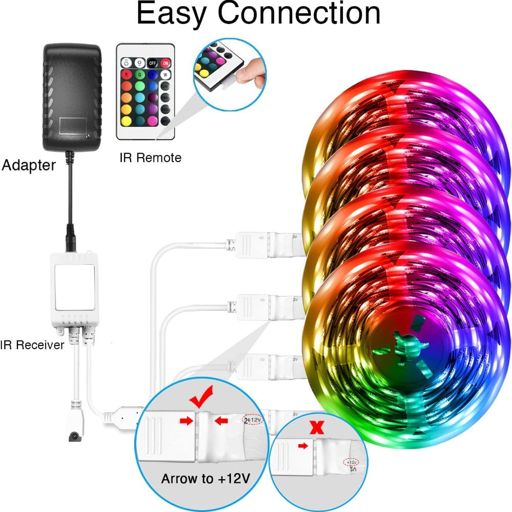 Smart LED Strip Lights 5050 RGB IC App & Remote Control, Music Sync Color Changing, for Bedroom Living Room Kitchen TV Home Decoration, Party Holiday Lighting – 25ft 50ft 100ft 130ft 200ft Available