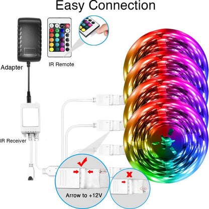 Smart LED Strip Lights 5050 RGB IC App & Remote Control, Music Sync Color Changing, for Bedroom Living Room Kitchen TV Home Decoration, Party Holiday Lighting – 25ft 50ft 100ft 130ft 200ft Available