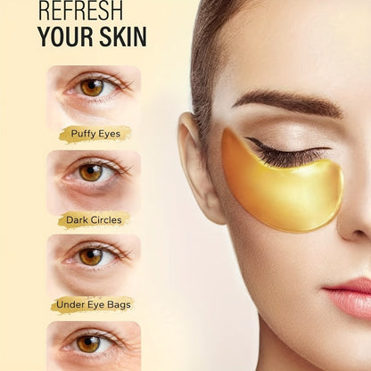 Gold Collagen Under Eye Patches 25 Pairs Gel Eye Masks — Hydrating Anti-Aging for Dark Circles Puffiness Swollen Eyes Fine Lines Deep Moisturizing Eye Treatment Women Men All Skin Types