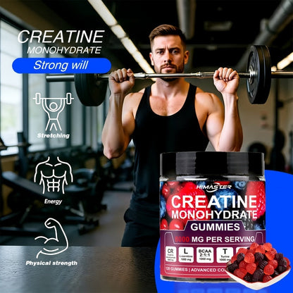 Creatine Monohydrate Gummies 8000mg Blueberry Flavor – with L-Taurine, BCAA, Vitamin B6 & B12 | Pre-Workout Muscle Strength & Endurance Supplement for Men & Women | 120 Count | Yeah Buddy Formula