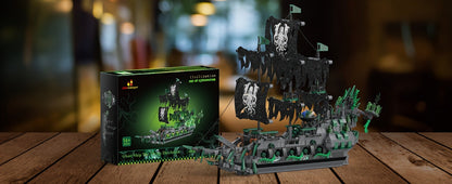 Flying Dutchman Pirate Ship Building Blocks Ghost Ship Model 40001 with LED Lights – Adult Teen Collector Construction Kit, Haunted Nautical Display Piece, Halloween Christmas Gift for Men Teens 14+