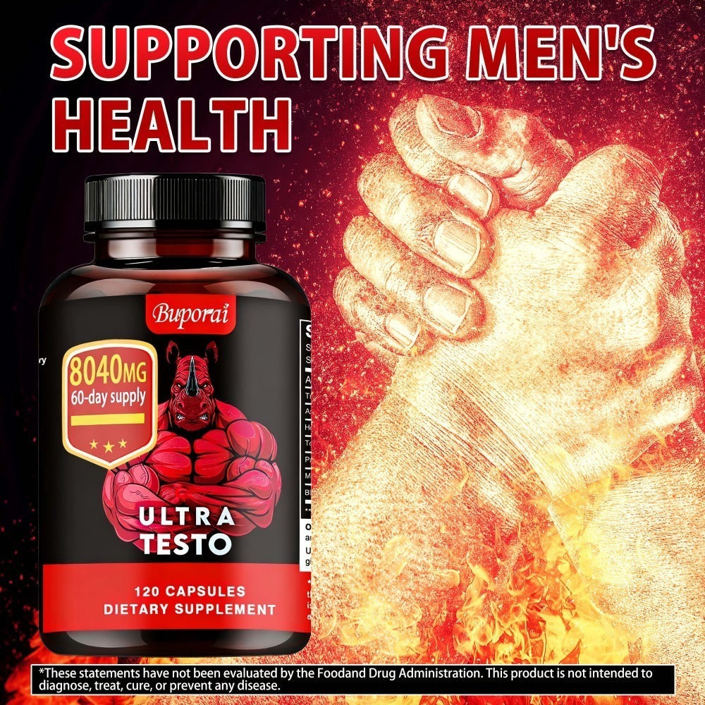 Ashwagandha Tongkat Ali Supplement for Men with Maca Root – Ultra Testo Triple Adaptogen Formula for Testosterone Support, Energy, Stamina & Male Vitality | 120 Capsules | Daily Men's Health Supplement