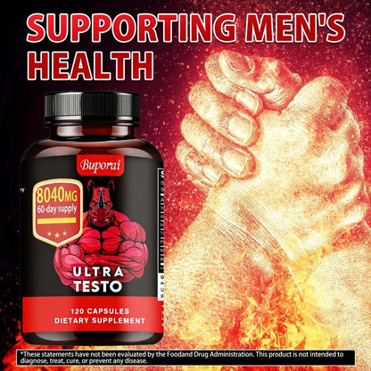 Ashwagandha Tongkat Ali Supplement for Men with Maca Root – Ultra Testo Triple Adaptogen Formula for Testosterone Support, Energy, Stamina & Male Vitality | 120 Capsules | Daily Men's Health Supplement