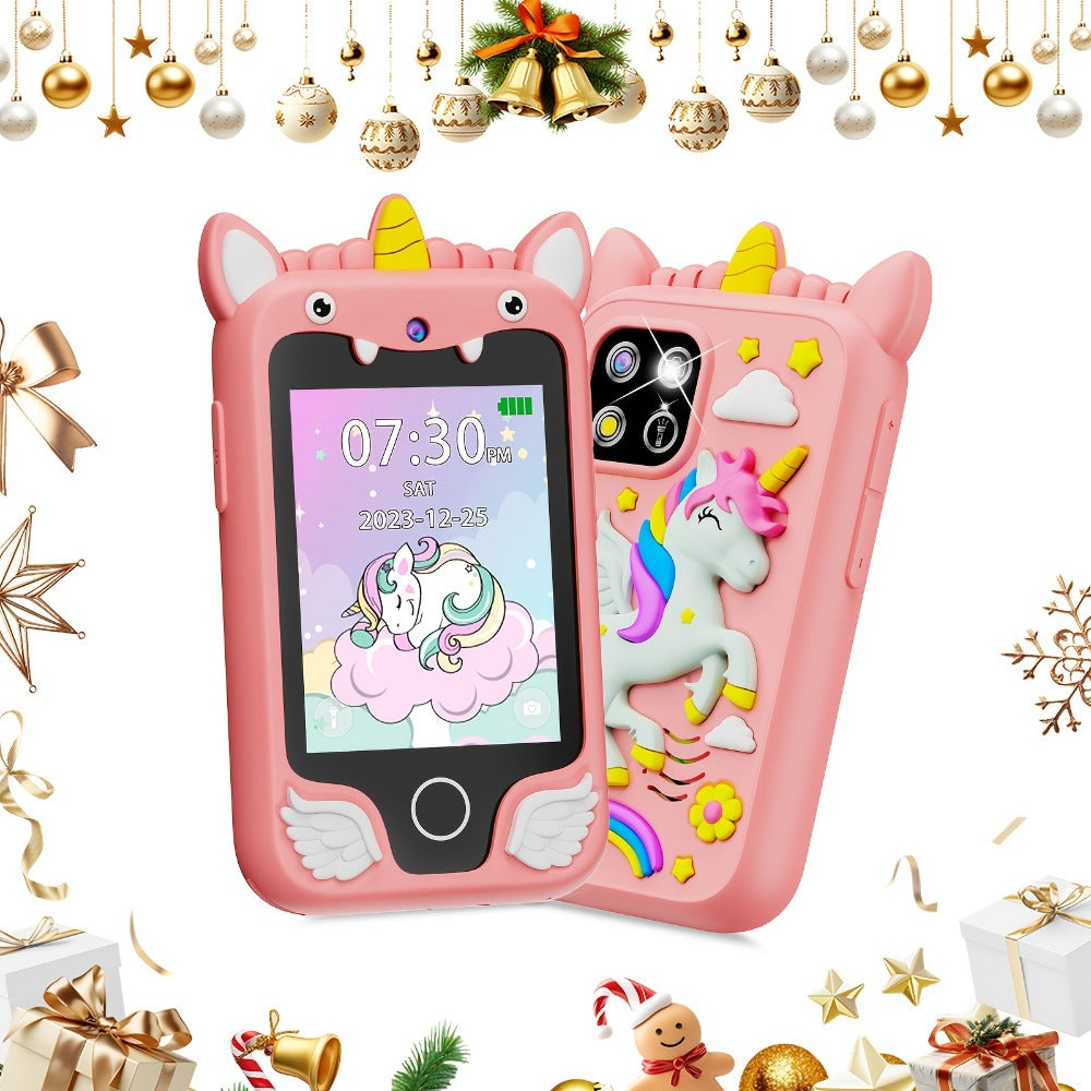 Kids Toy Smart Phone with HD Touchscreen & Dual Camera – 8GB Storage Dinosaur Play Phone | Educational Travel Toy for Boys & Girls Ages 3-10, Birthday Halloween & Christmas Gift | Green Blue Pink Purple