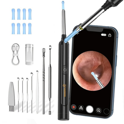 Wireless Ear Camera Ear Wax Removal Kit 1080P HD 6-LED – App-Controlled Visual Ear Cleaner for Adults and Pets, Compatible with All Smartphones, Multiple Cleaning Heads, Portable Ear Scoop Tool