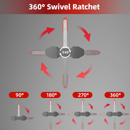 Brake Caliper Piston Compression Tool 360° Swing Ratchet – Single Dual 4-Piston Fixed Floating Disc Brake Calipers, Alloy Steel, 2 Spacers, Auto Brake Repair Tool for Cars SUVs Trucks