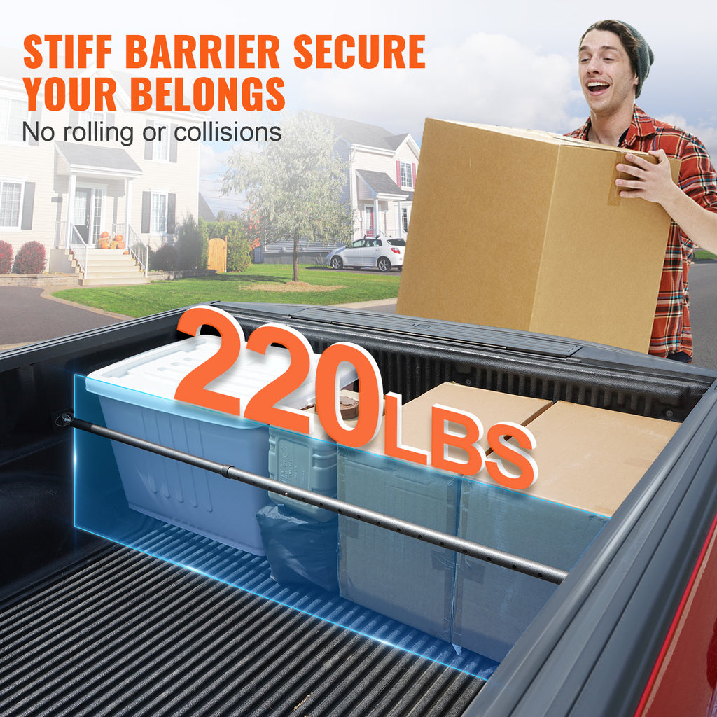 VEVOR Cargo Bar, Truck Bed Bar Adjustable from 40" to 73", Heavy-Duty Steel Cargo Stabilizer Bar with 220 lbs Capacity, Truck Load Bar Stop Sliding for Pickup Truck Bed, SUV, Minitruck