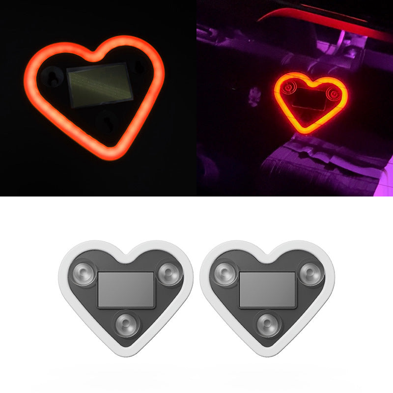Set of 2 Car Interior Neon Heart Lights Available in Blue, Pink, Red, Ice Blue, Rechargeable Via Solar Or USB, Featuring 5 Lighting Modes, Perfect for Decorating Car Dashboards And Home Parties, an Ideal Gift for Couples During Halloween, Christmas