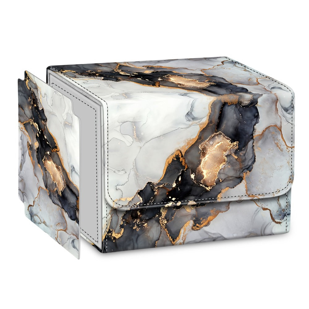 Magnetic Card Storage Box 180+ Cards MTG TCG CCG – Premium PU Leather Deck Box with Magnetic Closure, Built-In Divider, Marble & Starry Sky Colors for Trading Card Collectors & Players