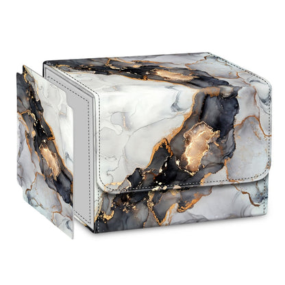 Magnetic Card Storage Box 180+ Cards MTG TCG CCG – Premium PU Leather Deck Box with Magnetic Closure, Built-In Divider, Marble & Starry Sky Colors for Trading Card Collectors & Players
