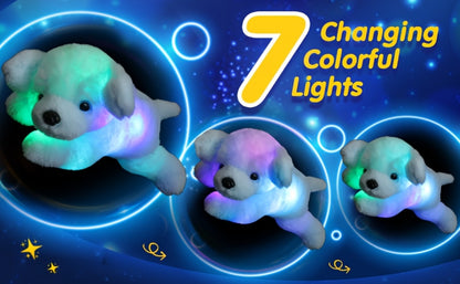 Light-Up Musical Blue Puppy Plush Toy — Glowing Stuffed Animal Dog with Sound & Lights for Kids, Toddlers, Girls & Boys | Soft Cuddly Plush Doll | Birthday Christmas Easter Gift | Room Decor