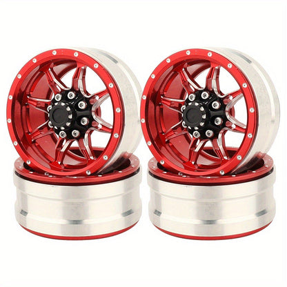 1.9" Beadlock Wheel Rims for RC Crawler 4pcs – Aluminum Alloy Metal Hub Upgrade Set for Axial SCX10 SCX10 III CC01 D90 TRX4 TRX6 1/10 Scale Rock Crawler