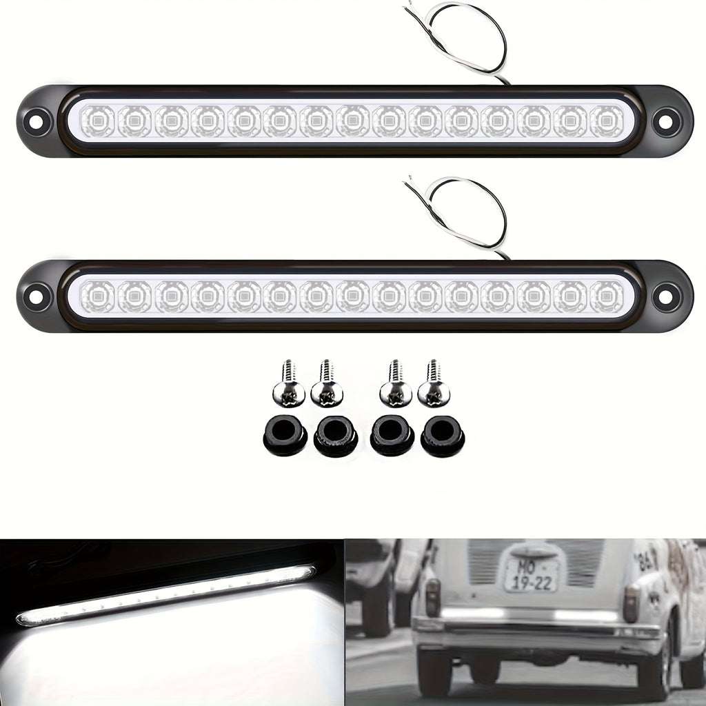 4pcs White 15LEDs Trailer Brake Tail Light Bar LED Trailer Lights Stop Turn Signal Tail Lights Trailer Identification Light for Marine Boats Golf Truck Offroad