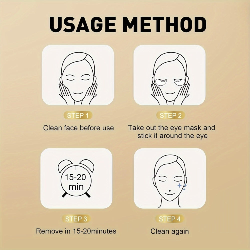 24K Gold Collagen Eye Mask Patches 36 Pairs Under Eye Patches with Collagen Glycerin Moisturizing Hypoallergenic Anti-Dark Circle Puffiness Skincare for Men Women All Skin Types