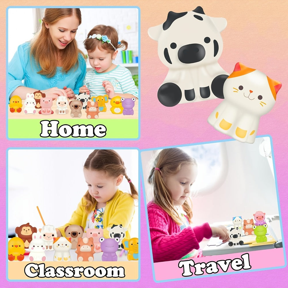 Cute Animal Soft Toys 24 Pcs – Mini Kawaii Animal Squeeze Toys for Kids Birthday Party Favors, Classroom Prizes, Valentine's Day Gifts, Goodie Bag Stuffers for Boys & Girls