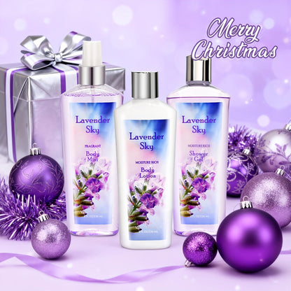 Body Care Gift Set for Women 3pcs – Body Wash, Lotion & Perfume Long-Lasting Fragrance Moisturizing Skin Care Kit Sweet Bloom Cherry Blossom Coconut Lime Lavender