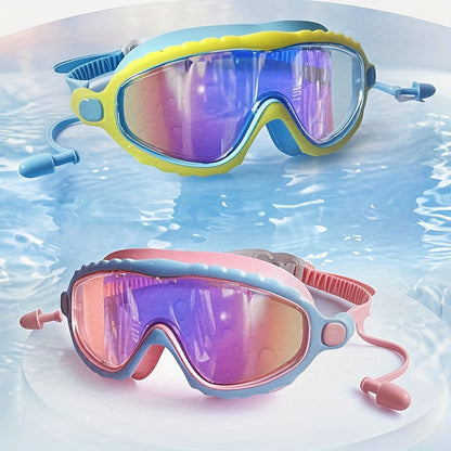 Kids Swim Goggles with Earplugs Anti-Fog Waterproof Ages 3-14