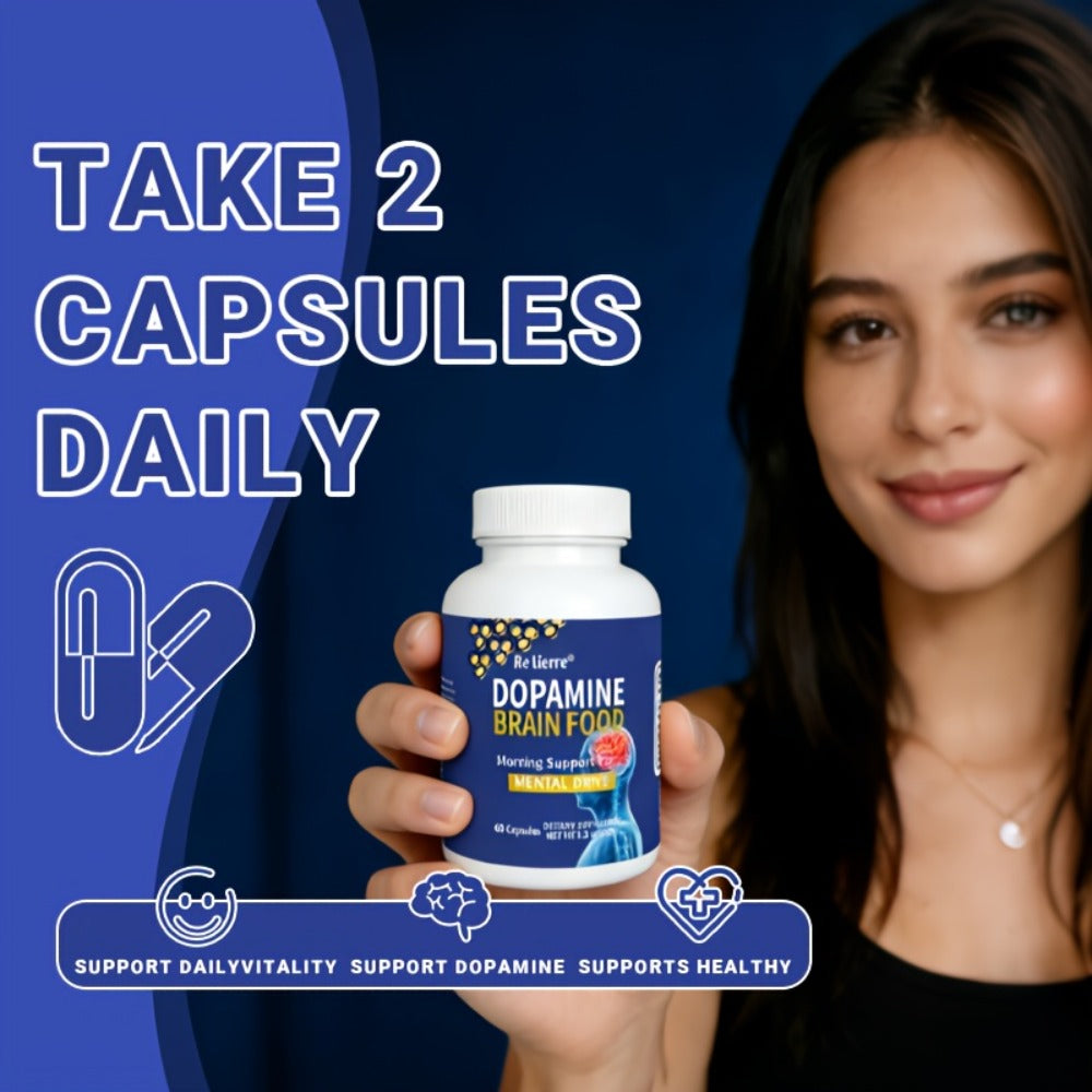 Magnesium Glycinate Brain & Sleep Capsules — Dopamine Support Nootropic Formula | Focus Mental Clarity Mood & Restorative Sleep | High-Potency Daily Supplement | 60 Capsules