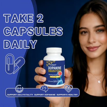 Magnesium Glycinate Brain & Sleep Capsules — Dopamine Support Nootropic Formula | Focus Mental Clarity Mood & Restorative Sleep | High-Potency Daily Supplement | 60 Capsules