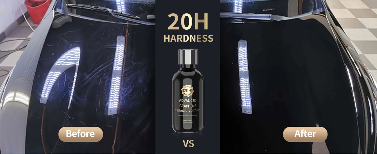 Graphene Ceramic Coating Kit 70ml – 20H Ultra High Gloss Car Paint Protection, 10+ Year Long-Lasting Shield, Auto Detailing Coat for All Vehicles, Apply After Car Wash & Paint Correction