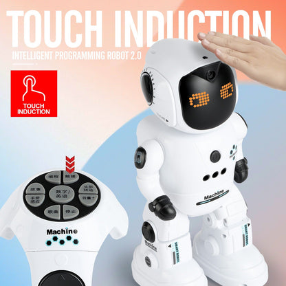 Gesture Control RC Robot Toy for Kids – Voice Recording, Programming, EMO LED Infrared Intelligent Interactive Robot, STEM Gift for Boys Girls Ages 6 7 8 9 10, Birthday Christmas (Green/Blue/Yellow)