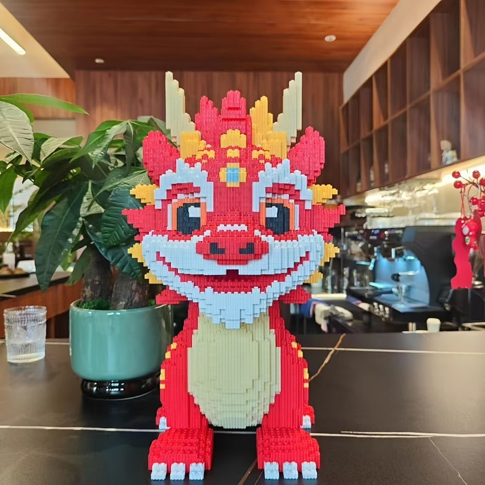 3D Chinese Dragon Model Assembly Set 4500pcs – DIY Build Mixed Color PP Festive Holiday Display Decoration Halloween Thanksgiving Christmas Easter School Home Decor Dragon Lover Gift Model 8843