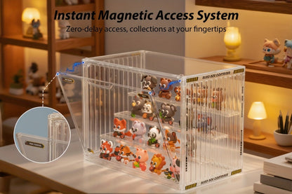 4-Tier Acrylic Figure Display Case with Magnetic Design – Clear Collector Showcase Box for Action Figures Dolls Funko Pop Anime Desktop Organizer