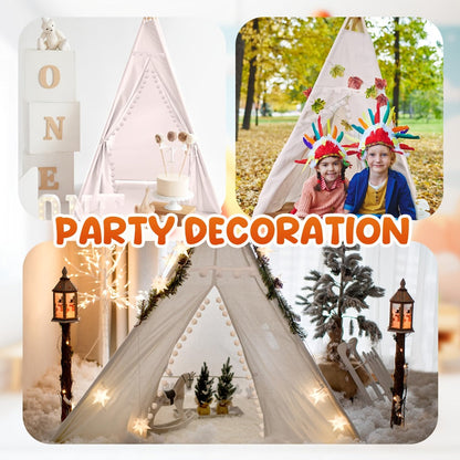 Kids Teepee Tent Indoor Outdoor Play Tent – Nordic Conical Princess Playhouse, Washable Kids Play Tent for Toddlers & Children | White, Blue, Pink, Star | Birthday Christmas Gift